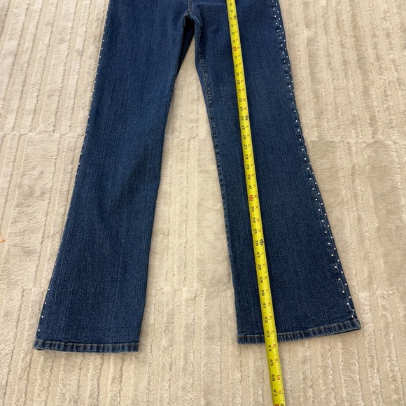 NYDJ Bootcut Medium Wash High Rise Rhinestones Jeans Size 10 - Picture 2 of 6